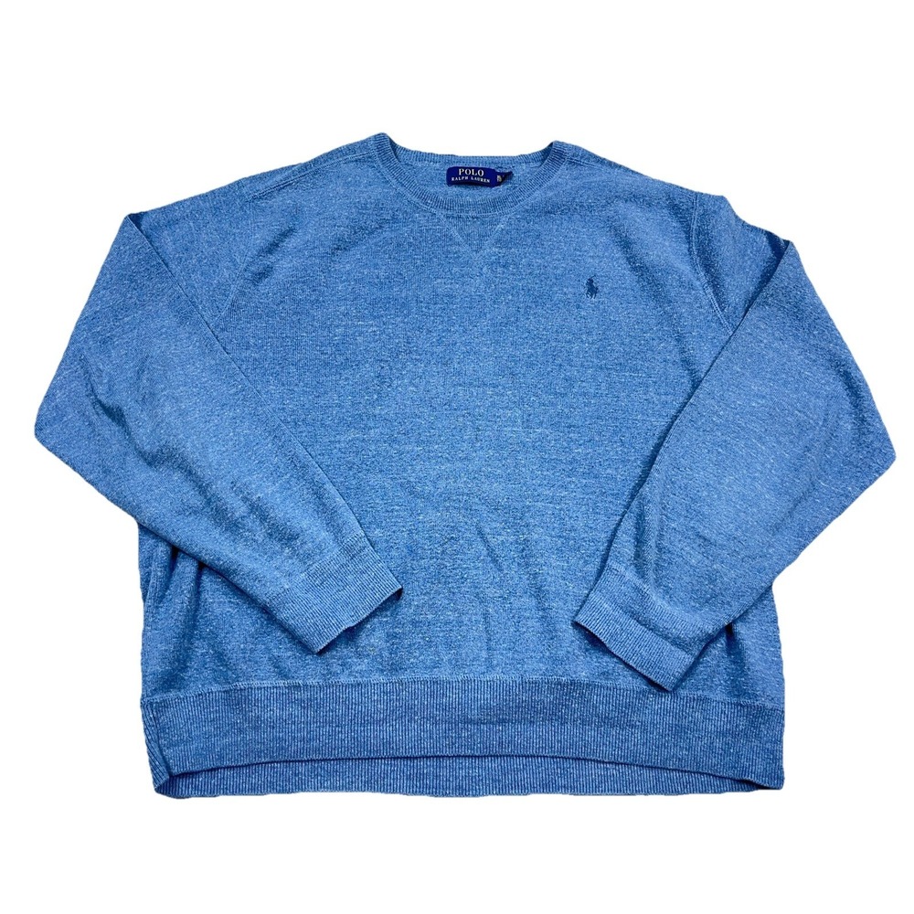 Polo Ralph Lauren Sweater Men XL Blue Crewneck Pullover Unlined Pony PRL‎ Adult
